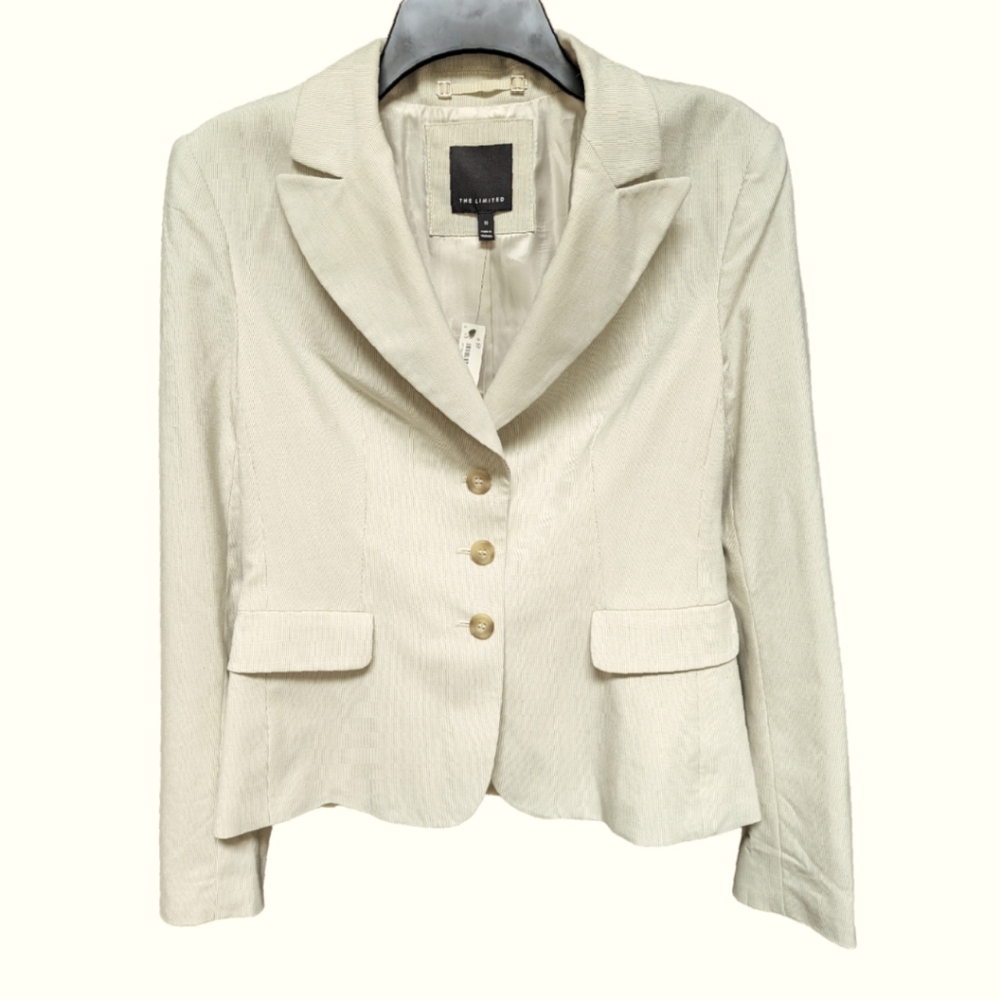 The Limited Cream Beige Pinstriped Blazer Jacket Size 10
